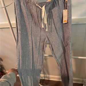 C&C California Navy and White Striped Pants